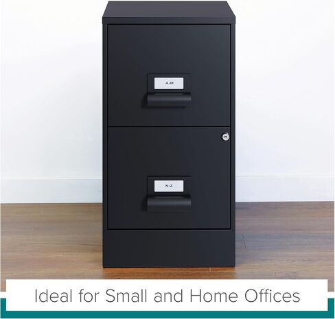 أبعاد المكتب 18 بوصة عمق 2 درج ارتفاع خزانة الملفات، أسود in Kuwait