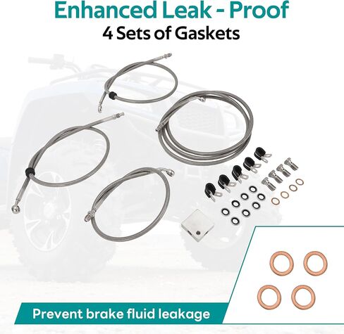 For Arctic Cat ATV Brake Line Kit, Front Braided Stainless Steel Brake Hose, Replaces For 1502-015, with Leak-Proof Crush Washers in Saudi Arabia