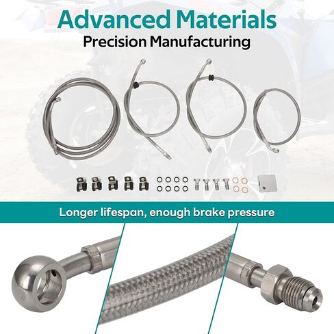 For Arctic Cat ATV Brake Line Kit, Front Braided Stainless Steel Brake Hose, Replaces For 1502-015, with Leak-Proof Crush Washers in Saudi Arabia