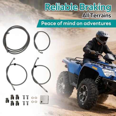 For Arctic Cat ATV Brake Line Kit, Front Braided Stainless Steel Brake Hose, Replaces For 1502-015, with Leak-Proof Crush Washers in Saudi Arabia