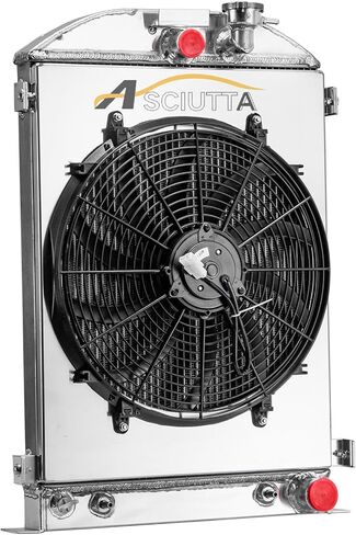 3 Row Aluminum Radiator Shroud Fan for 1933-1935 Ford MODEL Chevy V8 Engine Swap with cooler 1934 1935 in Saudi Arabia