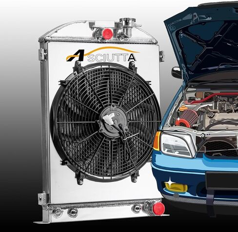 3 Row Aluminum Radiator Shroud Fan for 1933-1935 Ford MODEL Chevy V8 Engine Swap with cooler 1934 1935 in Saudi Arabia