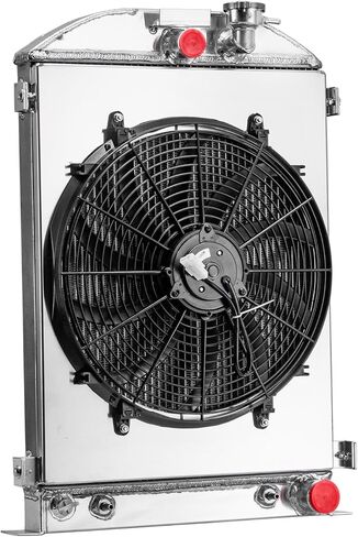 3 Row Aluminum Radiator Shroud Fan for 1933-1935 Ford MODEL Chevy V8 Engine Swap with cooler 1934 1935 in Saudi Arabia
