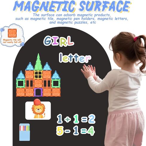 Magnetic Chalkboard Wall Decal 24''x40'' Arch - Peel and Stick Felt Removable Reusable, Easy Clean Self Adhesive Fabric Wall Decor for Home Office Kids Room-Black in Saudi Arabia