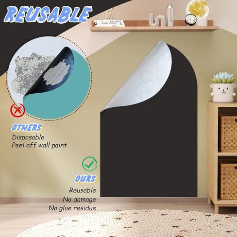 Magnetic Chalkboard Wall Decal 24''x40'' Arch - Peel and Stick Felt Removable Reusable, Easy Clean Self Adhesive Fabric Wall Decor for Home Office Kids Room-Black in Saudi Arabia