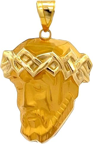 RP 14K Yellow Gold and White Gold Polished Jesus Christ Head Thorn Crown Religious Pendant Charm Necklaces Fine Jewelry Gifts for Women and Men in Saudi Arabia