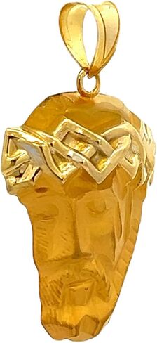 RP 14K Yellow Gold and White Gold Polished Jesus Christ Head Thorn Crown Religious Pendant Charm Necklaces Fine Jewelry Gifts for Women and Men in Saudi Arabia