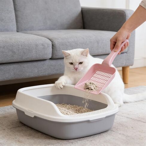 Plastic Cat Litter Shovel, Lightweight Cat Sand Scoop Sifter Fine Mesh Pet Poo Litter Cleaner Scoop Shovel Deep Shovel Anti-rust Pet Litter Cleaner Scooper Sand Substrate Scoop Shovel in Kuwait