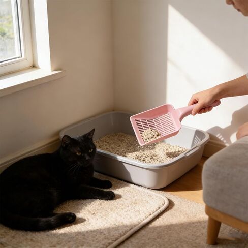 Plastic Cat Litter Shovel, Lightweight Cat Sand Scoop Sifter Fine Mesh Pet Poo Litter Cleaner Scoop Shovel Deep Shovel Anti-rust Pet Litter Cleaner Scooper Sand Substrate Scoop Shovel in Kuwait