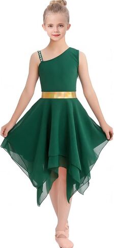 ORIDOOR Sleeveless Single-Shoulder Praise Dance Costume for Girls Metal Irregular Worship liturgy Lyrical Dance Church Corset in Saudi Arabia