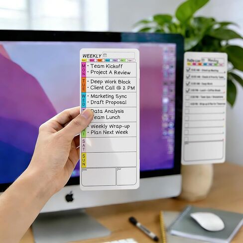 لوحة مذكرة مغناطيسية للشاشة، مخطط أسبوعي للمسح الجاف للسبورة البيضاء ومجموعة لوحة ملاحظات لقائمة المهام اليومية لجانب الشاشة/الثلاجة/المنزل/المدرسة/المكتب مع أقلام تحديد in Kuwait