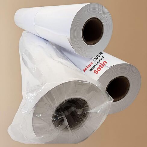 RCdepot1-1 × لفة ورق صور RC Satin Premium مقاس 24 بوصة × 100 قدم طباعة نفث الحبر بتنسيق واسع (ترقية جديدة، طبقة مطلية بالراتنج في الخلف، أكثر متانة ومقاومة للماء، لا يسهل الحصول على التجاعيد) سريع الجفاف in Kuwait