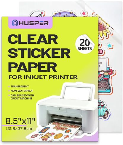 ورق لاصق شفاف للطابعة النافثة للحبر (20 ورقة) - شفاف لامع 8.5 × 11 - ورق لاصق من الفينيل قابل للطباعة in Kuwait