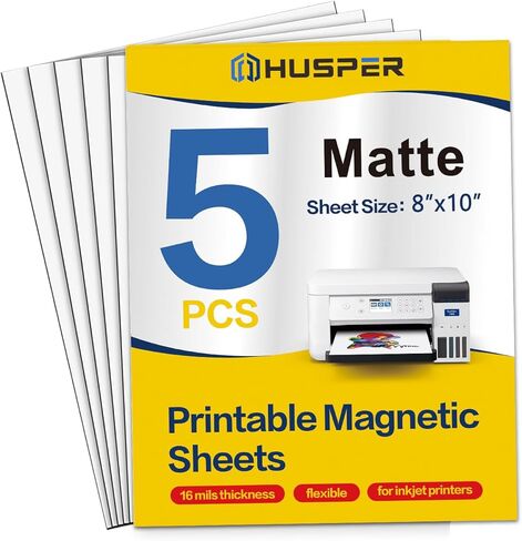 أوراق مغناطيسية قابلة للطباعة مقاس 8 × 10 بوصة ورقة مغناطيسية غير لامعة 5 قطع من الورق المغناطيسي غير اللاصق للطابعات النافثة للحبر، صور مغناطيسية مرنة للحرف اليدوية in Kuwait