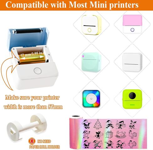 8 عبوات من لفافات ورق الطابعة الصغيرة - وردي مجسم/أزرق/فضي/ذهبي + 3 أبيض + 1 شفاف - ورق ملصقات حراري ذاتي اللصق للصور والحرف اليدوية والديكور (57 × 25 مم) in Kuwait