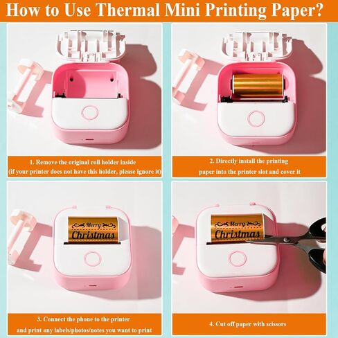 8 عبوات من لفافات ورق الطابعة الصغيرة - وردي مجسم/أزرق/فضي/ذهبي + 3 أبيض + 1 شفاف - ورق ملصقات حراري ذاتي اللصق للصور والحرف اليدوية والديكور (57 × 25 مم) in Kuwait