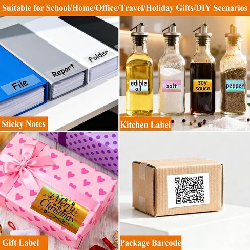 8 عبوات من لفافات ورق الطابعة الصغيرة - وردي مجسم/أزرق/فضي/ذهبي + 3 أبيض + 1 شفاف - ورق ملصقات حراري ذاتي اللصق للصور والحرف اليدوية والديكور (57 × 25 مم) in Kuwait