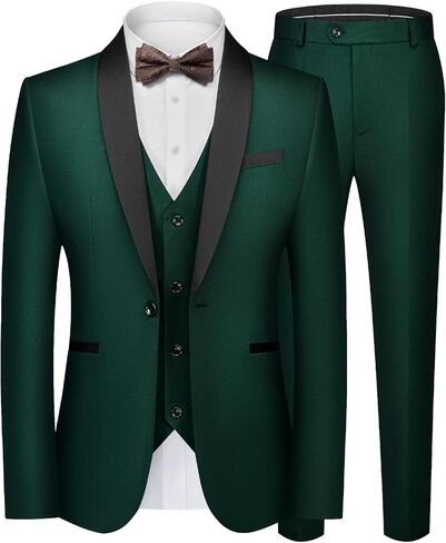 WEEN CHARM Mens Suit Slim Fit Tuxedo 3 Piece One Button Shawl Lapel Blazer Jacket Vest Pants Set for Prom Party in Saudi Arabia