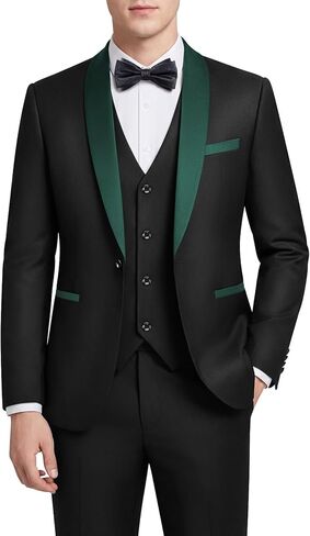 WEEN CHARM Mens Suit Slim Fit Tuxedo 3 Piece One Button Shawl Lapel Blazer Jacket Vest Pants Set for Prom Party in Saudi Arabia