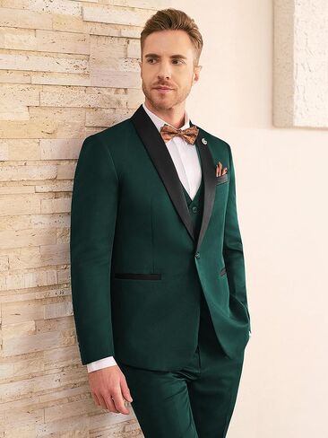 WEEN CHARM Mens Suit Slim Fit Tuxedo 3 Piece One Button Shawl Lapel Blazer Jacket Vest Pants Set for Prom Party in Saudi Arabia