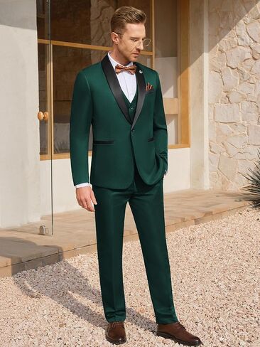 WEEN CHARM Mens Suit Slim Fit Tuxedo 3 Piece One Button Shawl Lapel Blazer Jacket Vest Pants Set for Prom Party in Saudi Arabia