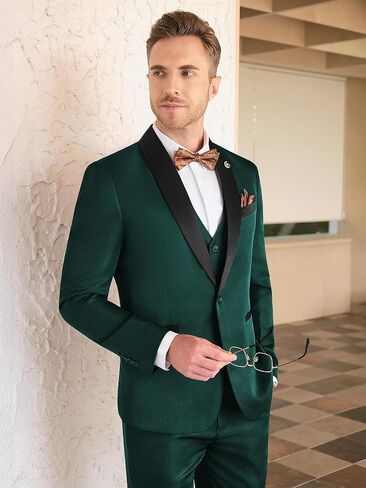 WEEN CHARM Mens Suit Slim Fit Tuxedo 3 Piece One Button Shawl Lapel Blazer Jacket Vest Pants Set for Prom Party in Saudi Arabia