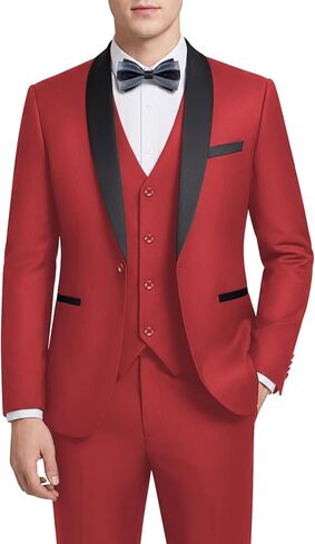 WEEN CHARM Mens Suit Slim Fit Tuxedo 3 Piece One Button Shawl Lapel Blazer Jacket Vest Pants Set for Prom Party in Saudi Arabia