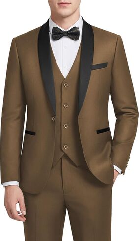 WEEN CHARM Mens Suit Slim Fit Tuxedo 3 Piece One Button Shawl Lapel Blazer Jacket Vest Pants Set for Prom Party in Saudi Arabia