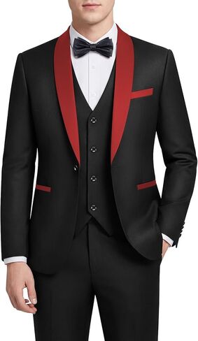 WEEN CHARM Mens Suit Slim Fit Tuxedo 3 Piece One Button Shawl Lapel Blazer Jacket Vest Pants Set for Prom Party in Saudi Arabia