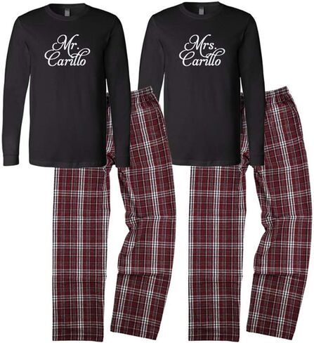 Classy Bride Personalized “Mr." & “Mrs." Flannel Pajama Set in Saudi Arabia