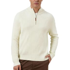 VPG Mens Quarter Zip Sweater, Regular Fit Lightweight Mock Neck Knit Striped Texture Polo Long Sleeve 1/4 Zip Pullover in Kuwait