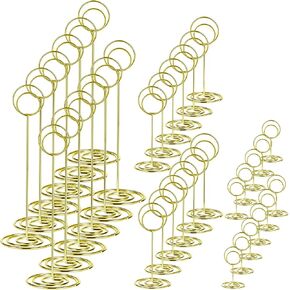 36 PCS Gold Table Number Holders 3 Sizes Round Metal Place Card Holders for Wedding Party Office Memo Photo Display in Kuwait