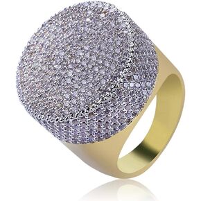 مثلج خارج شخصية الموضة عصابة رأس كبيرة 18K مطلية بالذهب بلينغ تشيكوسلوفاكيا مقلد الماس الهيب هوب الدائري للرجال النساء in Kuwait