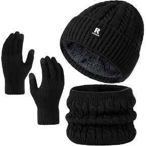 مجموعة قفازات وشاح قبعة شتوية للرجال والنساء، ملابس شتوية للرجال مترهلة، قبعات للرقبة، قفازات تعمل باللمس in Kuwait