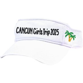 Custom Text Palm Tree Visor Hat Cap, Embroidered Personalized Name Monogram Monogrammed, Cabo Cancun Cruise Beach Trip Vacation Girls Trip Maui Florida Orlando Key West Miami Myrtle Beach Spring Break in Kuwait