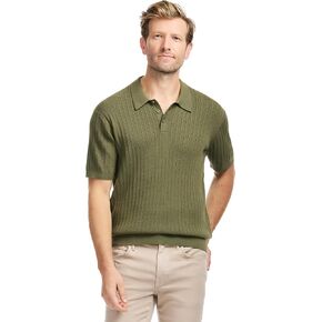 SAKS Fifth Avenue Men's Short Sleeve Vertical Texture Rib Knit Sweater Polo in Kuwait