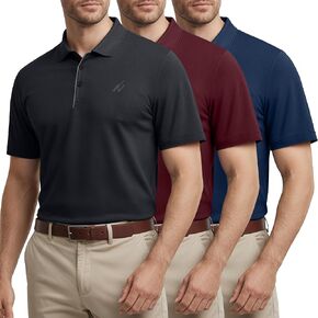 NY Threads 3 Pack Polo Golf Shirt للرجال Dry Fit UPF 70+ ملاءمة عادية ماصة للرطوبة أداء قصير الأكمام بولو رياضي in Kuwait