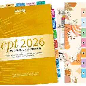 علامات تبويب فهرس جديدة مطورة لـ CPT Professional 2026، علامات تبويب كتاب رموز CPT 2026 مرمزة بالألوان ومغلفة، سهلة التركيب، مع علامات الصفحة ودليل المحاذاة والإشارة المرجعية (الكتاب غير متضمن) in Kuwait
