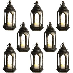8 قطع فوانيس شمعة صغيرة مزخرفة، فانوس ضوء الشاي، ديكور عيد رمضان، قطعة مركزية للطاولة لحفلات الزفاف والهالوين وعيد الميلاد in Kuwait