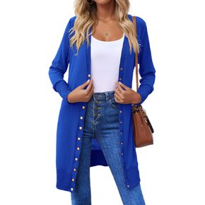 Halife Womens Long Sleeve Cardigans Lightweight Ribbed Neckline Soft Knit Cardigan Sweater with Buttons in Kuwait