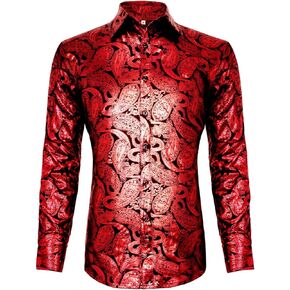 قميص ديسكو رجالي من السبعينيات قمصان بيزلي ريترو زهري بأكمام طويلة كاجوال للحفلات in Kuwait