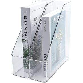 Magazine Holder, 2 Pack Acrylic Magazine File Holder,A4 Vertical File Organizer with Handle for Desk,Clear Document Rack File Folder Storage Bin in Kuwait