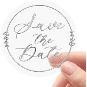 100 Pack Save The Date Transparent Wedding Thank You Stickers, Gold Foil Round Envelope Seals for Wedding Invitations, Party Favors & Gift Packaging, 1.6 Inch (Gold) in Kuwait