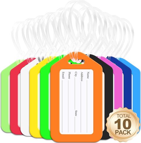 10 عبوات من بطاقات الأمتعة الساطعة من مايسكي لحقائب السفر، معرفات علامات السفر المتينة للأمتعة، علامات اسم الحقيبة للأطفال والرجال والنساء وإكسسوارات السفر التي يجب اقتناؤها، بطاقات الأمتعة السائبة in Kuwait