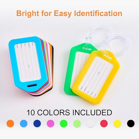 10 عبوات من بطاقات الأمتعة الساطعة من مايسكي لحقائب السفر، معرفات علامات السفر المتينة للأمتعة، علامات اسم الحقيبة للأطفال والرجال والنساء وإكسسوارات السفر التي يجب اقتناؤها، بطاقات الأمتعة السائبة in Kuwait