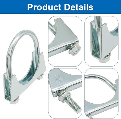 Murtenze 2 Pack 2 "U-Bolt Muffler العادم المشابك، الفولاذ المقاوم للصدأ كاتم الصوت العادم كليب للسيارات والمركبات in Kuwait