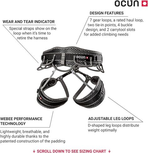 Ocun Webee Bigwall Rock Climbing Harness | 7 Gear Loop Half Body Safety Harness for Bigwall, Trad & Alpine Climbs (4 Buckle) in Saudi Arabia
