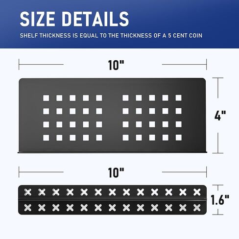 رف دش عائم من Bernkot، مقاس 10 بوصات أسود غير لامع 304 رف جدار مجوف من الفولاذ المقاوم للصدأ للمرحاض، رف حمام مستطيل مصمم للخدمة الشاقة لإعادة تشكيل الجدار المبلط، لا حاجة للحفر in Kuwait