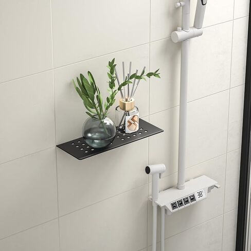 رف دش عائم من Bernkot، مقاس 10 بوصات أسود غير لامع 304 رف جدار مجوف من الفولاذ المقاوم للصدأ للمرحاض، رف حمام مستطيل مصمم للخدمة الشاقة لإعادة تشكيل الجدار المبلط، لا حاجة للحفر in Kuwait