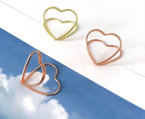 10Pcs Double Heart Shape Metal Memo Holder Triangle Table Placecard Holder Photo Clip Card Stand Wedding Banquet Heart Message Holder (Triangle,Rose Gold) in Saudi Arabia